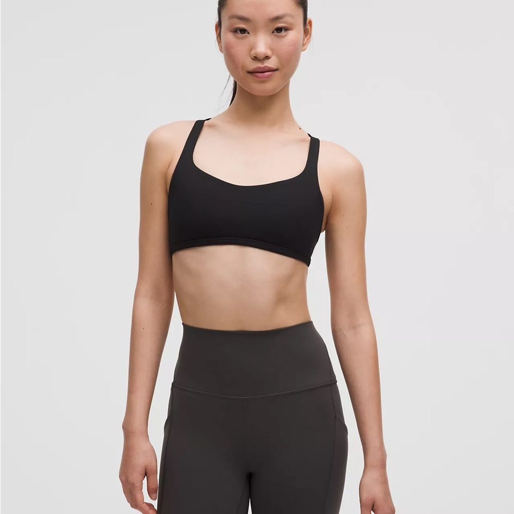 Lululemon Black Strappy Back Sports Bra Size 10 Yoga Workout